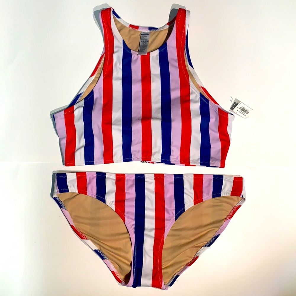 NWT ⚓️ Old Navy 2 Piece Set Candy Stripe Swim Suit
